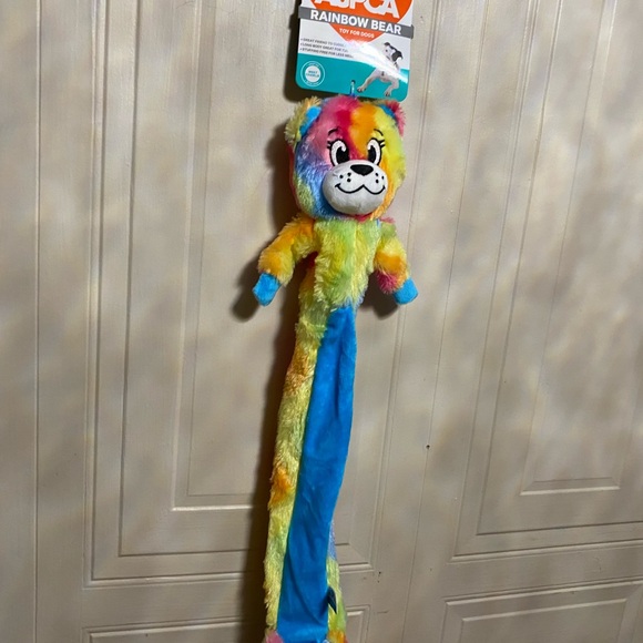 Aspca Pet Stuffing Free Gecko Rainbow Bear Toy For Dogs Clinker & Squeak 24” - Picture 3 of 5